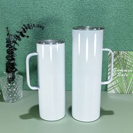 20oz/30oz Sublimation straight Tumbler with handle Double Wall 304 Stainless Steel with sealing lids Personalized Gift Z11