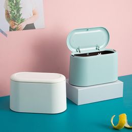 3 Colours Waste Bins Nordic Japanese-style Colourful and gorgeous desktop trash can square Pressing Type Cobble with Lid Express