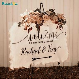 Welcome To The Wedding Of Party Reception Sign Custom Name Design Decal Removable Vinyl Board Mirror Wall Sticker BD684 220608