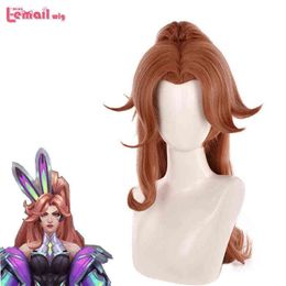 L-email wig LOL Battle Bunny Miss Fortune Cosplay Wig 75cm Long Brown Wigs Heat Resistant Synthetic Hair220505
