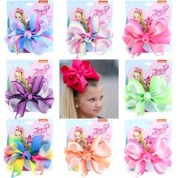 5" JoJo Siwa Bows Hair Clip Kids Handmade Metalic Printed Rainbow Ribbon Knot Jumbo Hairpin Fashion Hair Accessories for Girls AA220323