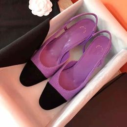 Spring/Summer 2022 new small fragrance sandals color-block high heels block heel bag head women flat bottom