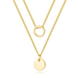 Pendant Necklaces Fashion Gold Color Chain Layered For Women Kpop Stainless Steel Round Aesthetic Bijoux Accessories Bff GiftsPendant