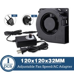 Fans & Coolings Turbo Blower Fan 12V DC Female Connector 12cm 120x120x32mm 12032 Centrifugal Cooling W/ AC 100V 220V Power AdapterFans