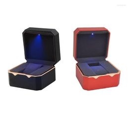Watch Boxes & Cases Box With Light Octagonal Gold Edge Showcase Display Drawer Case Paint Storage For Gifts Bracelet Men WomenWatch