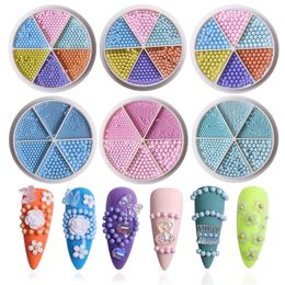 6 Grids Nail Art Decorations Mix 1mm-3mm Macaroon Pure Colour Metal Caviars Steel Balls Alloy Rhinestones Manicure Bead Charms