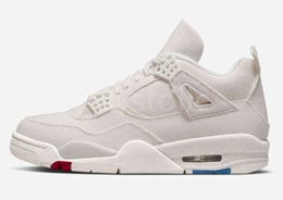 new sneaker releases Australia - New Release Authentic 4 WMNS Canvas Shoes 4S Sail Cement Grey Fire Red Men Women Outdoor Sports Sneakers With Original Box DQ4909-100