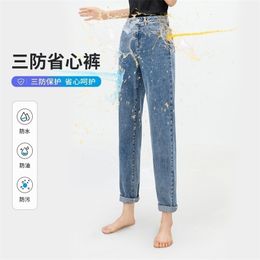 INMAN Winter New Arrivals Water-proof High Waist Thin Loose Straight Relaxing Women's Jeans 201029