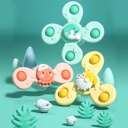 1pc Puzzle Baby Bath Toys For Boy Children Bathing Sucker Spinner Suction Cup shower Toy For Kids 2 To 4 Years Rattles Teether 220531