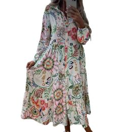 colorful long sleeve dresses Australia - Casual Dresses Fabulous Summer Maxi Dress Vivid Beach Single-breasted Colorful Long Sleeve Bohemia Style