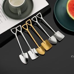 410 (304) Stainless steel Coffee Spoon Shovel Set Creative Ice Cream Spoons Shovels Christmas Gift Tea Tableware JJLB14809