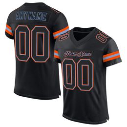 Custom Black Black-Orange Mesh Authentic Football Jersey 54564