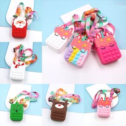 Case Push Sensory Tiktok Bretelle Shoulder DHL Straps Bubble Finger Toys Phone Pouch Coin Change Fidget Purse Unicorn Decompression Toy Fpbj