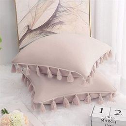 Luxury Embroidered Cushion Covers Velvet Tassels Pillow Case Home Decorative European Sofa Car Throw Pillows Blue Brown 220517