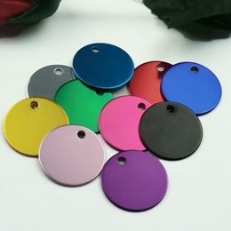 Wholesale 100Pcs Round Tags Dog Pet Id Aluminium Anodizing NamePlate Engraved Number ID Tag Card Charm Personalised Y200917