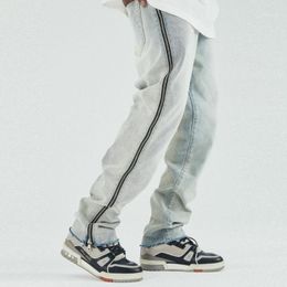 Jeans da uomo Testa dritta alta Flash Cerniere laterali Cowboy Brand Design Feeling Ground White Male