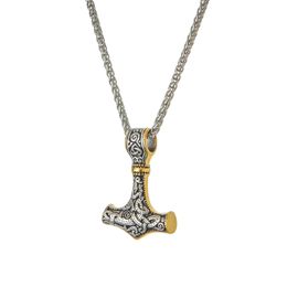 European American Retro Carving Hammer Pendant Necklace Cool Viking Style Men Jewellery for Gift