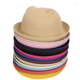 Wide Brim Hats 2022 Cute Children's Sun Hat Spring Summer Boy Girl Kids Baby Straw Cap Panama Shades Ear Beach Casquette Scot22