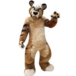 Halloween Brown Long-haired Husky Dog Mascot Costume Cartoon bunny Character Outfits Suit Carnival Adults Birthday Party Fancy Outfit Unisex Dress Outfit