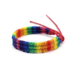 Rainbow LGBT Pride Charm Bracelet Handmade Braided String Bracelet for Gay & Lesbian LGBTQ Wristband Jewellery