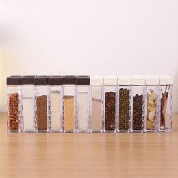 6pcs/set Spice Seasoning Box PP Salt Pepper Jars Box For Kitchen Spice Storage Organiser Box Home Organisation 220801