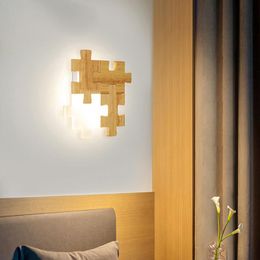 Wall Lamp Nordic Creative Solid Wood LED Bedroom Study Simple Modern Japanese Style LampWall