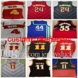 NCAA College Trae # 24 Bruno Fernando Red White Black Retro Vintage Wholesale Spud 11 Young Jersey 4 Webb Mens Basketball Jerseys S-XXL