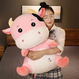 Pc Cm Colours Cute Sitting Cattle Plush Toys Beautiful Cushionanimal Soft Cow Dolls Stuffed Cushion Baby Girls Birthday Gifts J220704