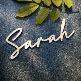 Custom Mirror Rose Gold Acrylic Baby Name Sign Pesonalized Name Wood Sign Wedding Baby Shower Party Nursery Wall Decoration Art 200929