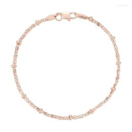 Link Chain FJ 2MM Women Chic Oval Bead Snail 585 Rose Gold Color Bracelet