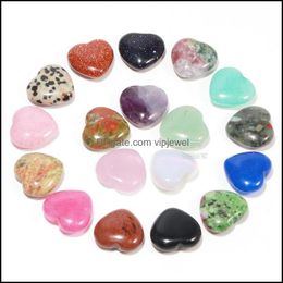 Stone Loose Beads Jewelry Natural 16X6Mm Heart Ornaments Chakra Reiki Healing Quartz Mineral Tumbled Gemstones Hand Home Decor D Dh2Pa