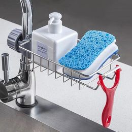 Adjustable Drainer Faucet Steel Shelf Pool Dishcloth Towel Bathroom Sponge Rack Basket Kitchen Stainless Soap Rag Storage