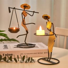African girl Candle Holder Metal stick Home Wedding Party Christmas Decoration Accessory Desktop iron sticks 220628