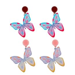 Dangle & Chandelier Colorful Print Butterfly Acrylic Drop Earrings For Women Girls Big Insect Long Pendant Fashion Party JewelryDangle