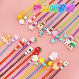 Wholesale cute straw cap silicone pipe dust-proof cap Personalised drink straw cover 22 kinds of hats