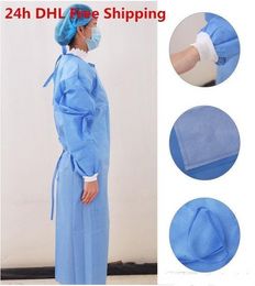 DHL 1pc 12 HOURS SHIP Apron Non-woven Protection Gown 2 Colours Unisex Disposable Protective Clothing Dustproof Gown Kitchen Apron fy4001 sxa10