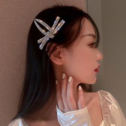 Korean Exquisite Simple Full Rhinestones Bow Female BB Clip Headdress Fashion Sweet Girl Women's Hairpins Hair Accessories