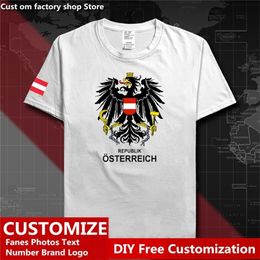 Austria Country Flag T shirt DIY Custom Jersey Fans Name Number Cotton T shirts Men Women Loose Casual Sports T shirt 220620