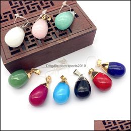 Arts And Crafts 16X29Mm Natural Crystal Stone Charms Waterdrop Green Rose Quartz Pendants Gold Edge Trendy For Necklace Ear Sports2010 Dhuvg