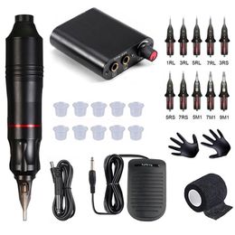 Tattoo Machine Professional Kits Rotary Pen Set With Power Supply Cartridges Needles Body Art