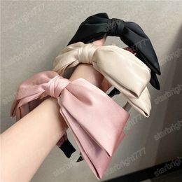 Spring Summer Woman Fashion Big Bowknot Hair Hoop Vintage Double Layer Bow Satin Headbands For Women Top Hair accessories