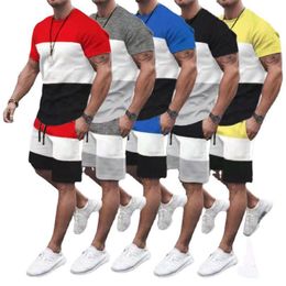Men's Tracksuits Men's Shorts Sleeve Tracksuit Summer Sport Fitness Homewear T-Shirt Pant Sets Causal Daily Clothing Male SuitsMen's