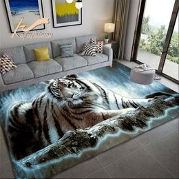 Carpets Lion Tiger Carpet Large Rug For Living Room Animal Bathmat Leopard Area DoorMat Soft Step Mat Rectangle DropCarpets