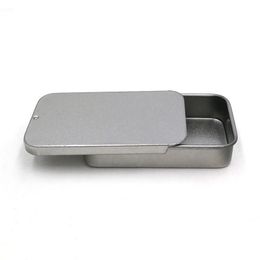 plain matte black slide top tin balm lip container sliding metal box for mints candy