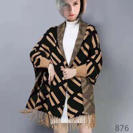Fashion cloaks for women ladies sweater style Wool cloak cape wrap poncho coat Long Sleeve Autumn Winter women's collar shawl Large-yard Pri