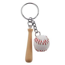 Sports Baseball Keychain Pendant Creative Small Wooden Stick Keychain Luggage Decoration Key Chain Keyring