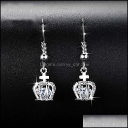 Dangle Chandelier Earrings Jewellery Sier Crown Dropl Austrian Crystal For Wedding Party Wholesale 0682Wh Drop Delivery 2021 Z3Xze