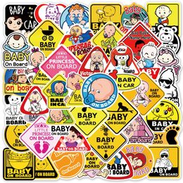 50Pcs Baby on Board Stickers Warning Signs Cute Stroller Sticker Graffiti Kids Toy Skateboard Car Motorcycle Bicycle Sticker Decals