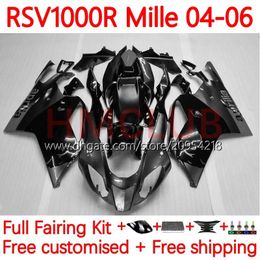 Moto Fairings For Aprilia RSV1000R Mille RV60 RSV-1000 RSV1000 R RR 04 05 06 Bodywork 160No.26 RSV1000RR RSV 1000 R 1000R 1000RR 2004 2005 2006 Bodys Kit black Silver