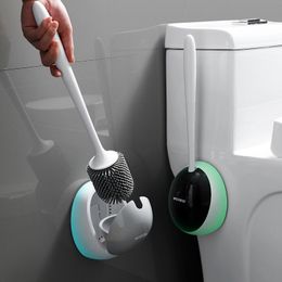 TPE Silicone Cleaning Brush Wall Hanging Toilet Holder Quick Drain Clean Tool For WC Bathroom Accessories Sets 220511